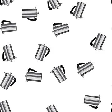 Pattern brown french press coffee cartoon vector Stock Illustration