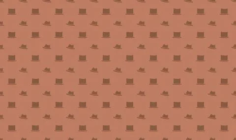 Pattern of brown hats on pink background イラスト素材
