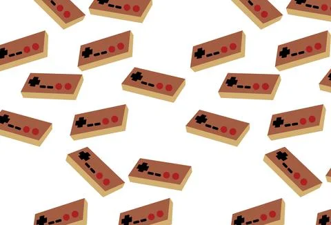 A pattern of brown old retro vintage hipster joysticks, manipulators, remotes 스톡 일러스트