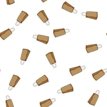 Pattern brown paper lunch bag cartoon vector Stock Illustration