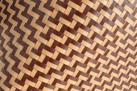 Pattern of Brown plastic woven basket handmade.  Stock Photos