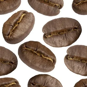 Pattern of brown roasted coffee beans. イラスト素材