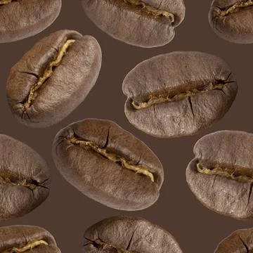Pattern of brown roasted coffee beans. Stock Illustration