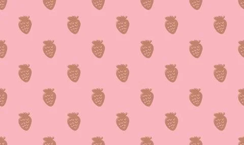 Pattern of brown strawberries on pink background Stock Illustration