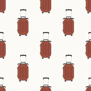 Pattern of a brown suitcase on a beige background for use in textiles Stock Illustration