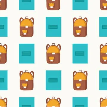 Pattern of a brown suitcase on a beige background for use in textiles Illustrazione stock