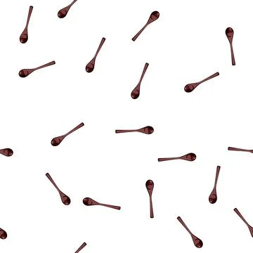 Pattern brown wooden spoon cartoon vector Illustration