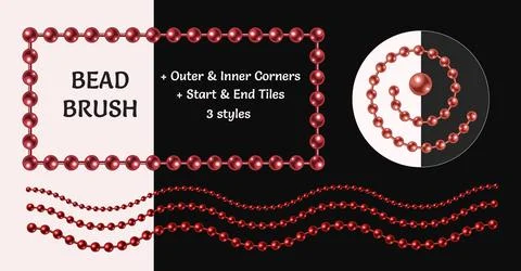 Pattern brush with striong of bright red beads. イラスト素材