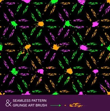 Pattern with brush strokes, spattered paint Stock Illustration