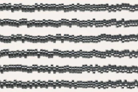 Pattern of brushed metal cylinder tablets on white background Stock Illustration