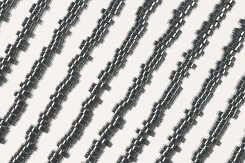 Pattern of brushed metal cylinder tablets on white background Stock Illustration