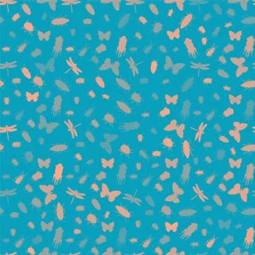 Pattern with bugs, butterflies, and dragonflies. Seamless repeatable texture Illustrazione stock