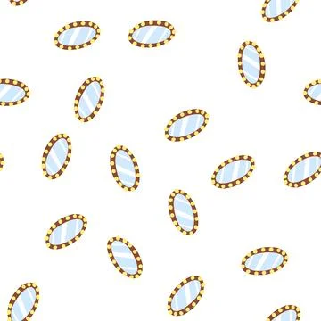 Pattern bulb makeup mirror frame cartoon vector Illustrazione stock