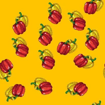 Pattern bulgarian pepper sketch hand drawn Stock Illustration