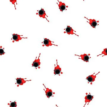 Pattern bullet hole leaving blood dripping with sharp edges Stock Illustration