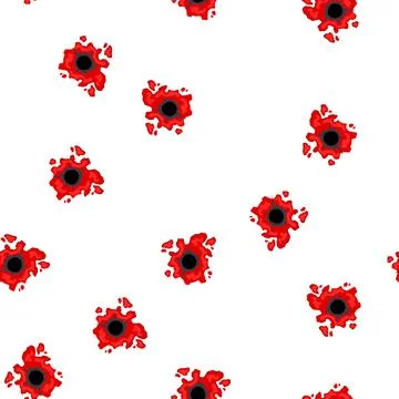 Pattern bullet hole in material with blood splatter Stock Illustration