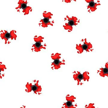 Pattern bullet hole in surface creating blood splat Stock Illustration