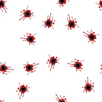 Pattern bullet hole in surface with red blood splatter Stock Illustration