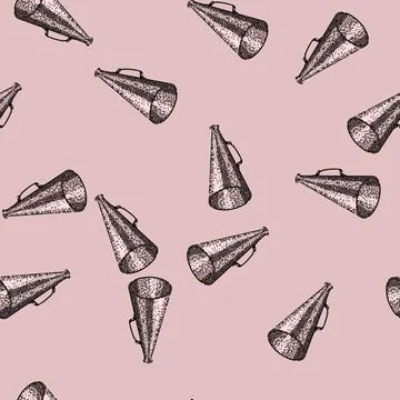 Pattern bullhorn megaphone sketch hand drawn Stock Illustration