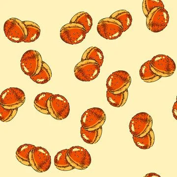 Pattern bun bread sketch hand drawn Stock Illustration
