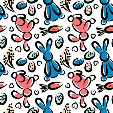 Pattern with bunnies and carrots for Easter 库存插图