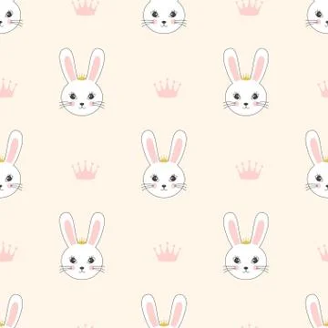 Pattern with bunnies princesses Stock Illustration