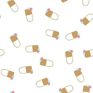 Pattern bunny basket easter cartoon vector Stockillustratie