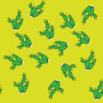 Pattern bunny ears cactus sketch hand drawn Stock Illustration
