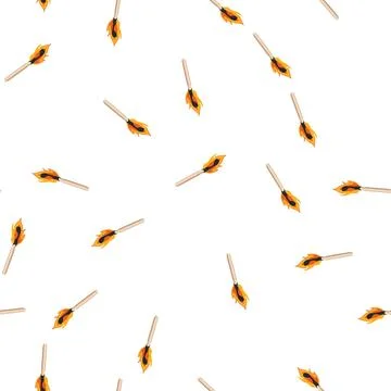 Pattern burnt burning match cartoon vector Stock Illustration