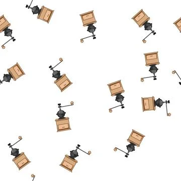 Pattern burr manual coffee grinder cartoon vector Illustrazione stock
