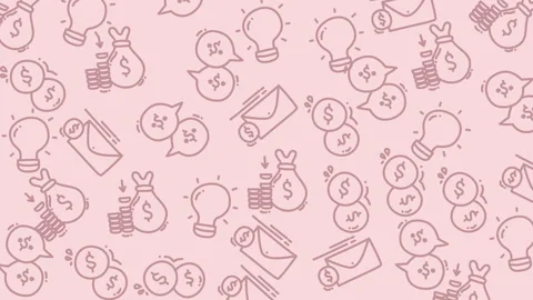 Pattern of business icons including light bulbs, money bags, and envelopes .. Stock Footage 319586142