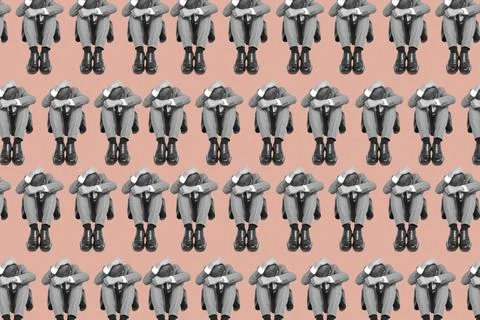 Pattern of businessmen curled up in the floor Stock Photos