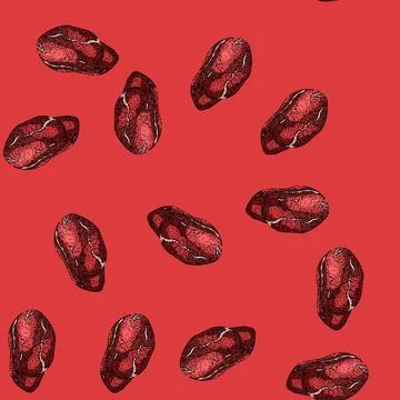 Pattern butcher meat sketch hand drawn Stock Illustration
