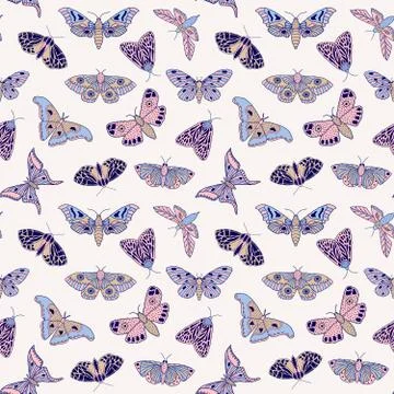 Pattern with butterflies and moths Stock Illustration