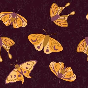 A pattern with butterflies and plants Stock Illustration