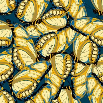 Pattern with butterflies on blue Stock Illustration