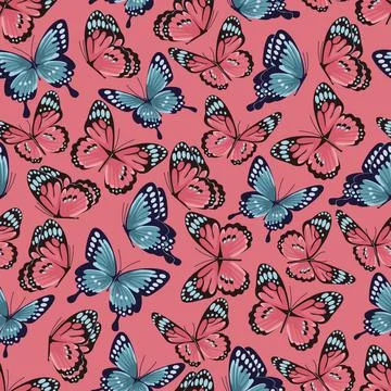 A pattern of butterflies from different angles Stock Illustration