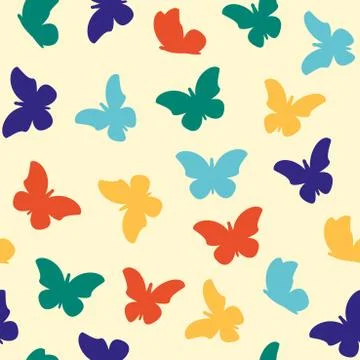 Pattern of butterflies or moths. Print design. Seamless background Stock Illustration