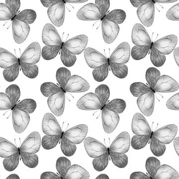 Pattern of butterflies. Seamless background Stock Illustration