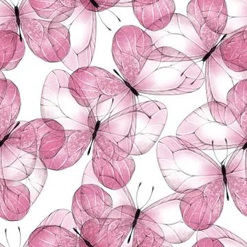 Pattern of butterflies. Seamless background Stock Illustration