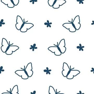 Pattern with butterfly and flowers. Stock Illustration
