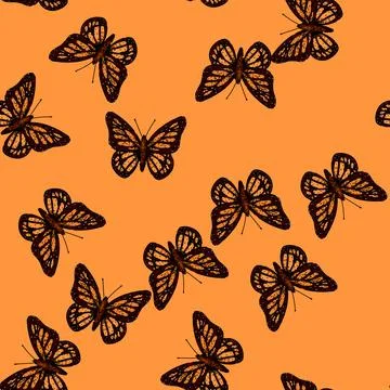 Pattern butterfly sketch hand drawn Stock Illustration