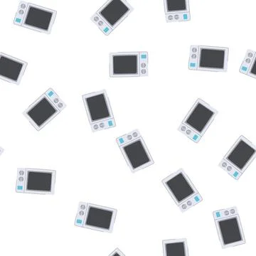 Pattern button microwave oven cartoon vector Stock Illustration