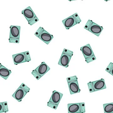 Pattern button microwave oven cartoon vector Stock Illustration