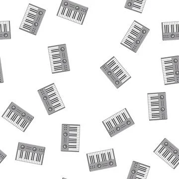 Pattern button synthesizer audio cartoon vector Stock Illustration