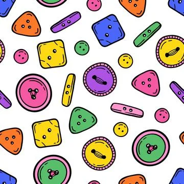 Pattern buttons Needlework sewing knitting multicolored doodle Hand made Vect Stock Illustration