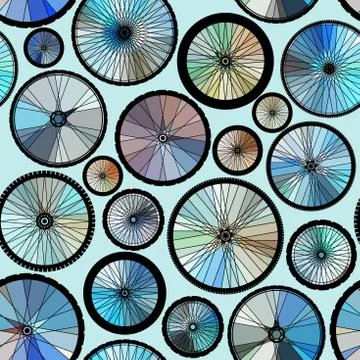 Pattern of bycicles wheels. Stock Illustration