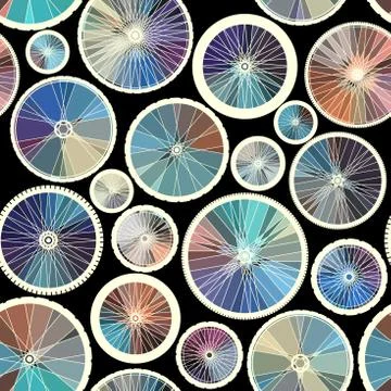 Pattern of bycicles wheels. Stock Illustration