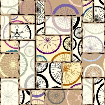 Pattern of bycicles wheels. Stock Illustration