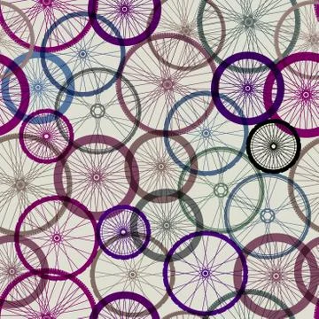 Pattern of bycicles wheels. Stock Illustration